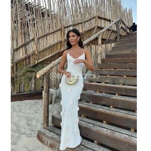 SOON to CASA B💫 The "Camellia Crochet Flower Aplique knit Maxi Dress